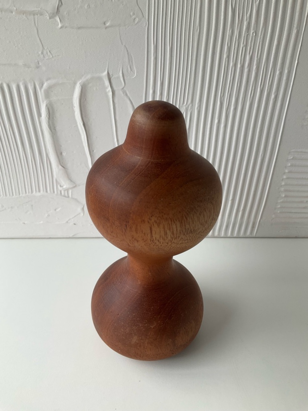 Wooden Double-Gourd Decorative Sculpture - Brown